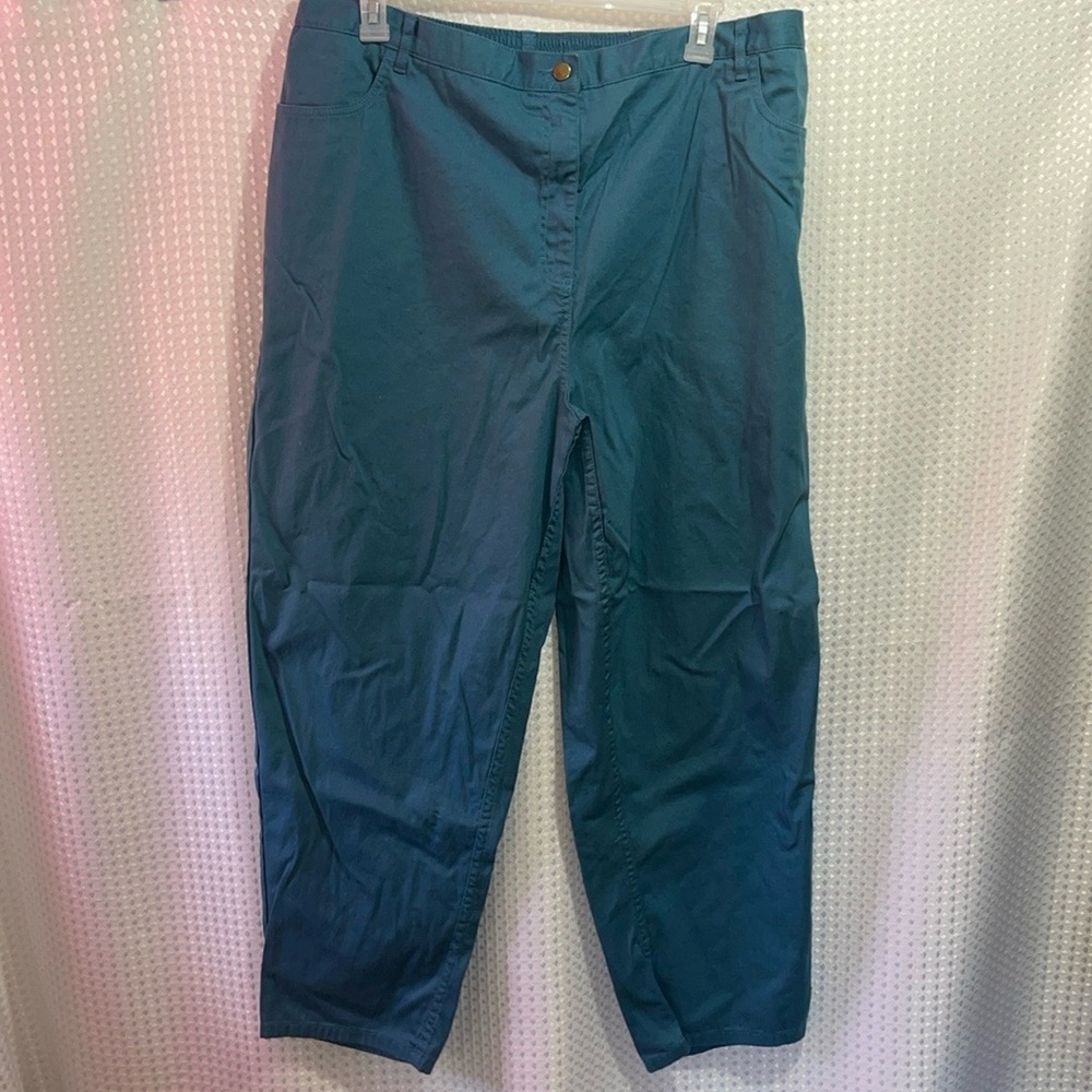 Blair Blue elastic waist pockets button/zip stretch pants 24W Slacks
